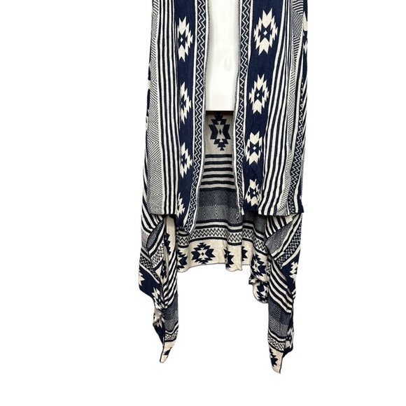 Forever 21 Sleeveless Open Cardigan Sweater Blue Beige Womens Size M - Picture 4 of 11